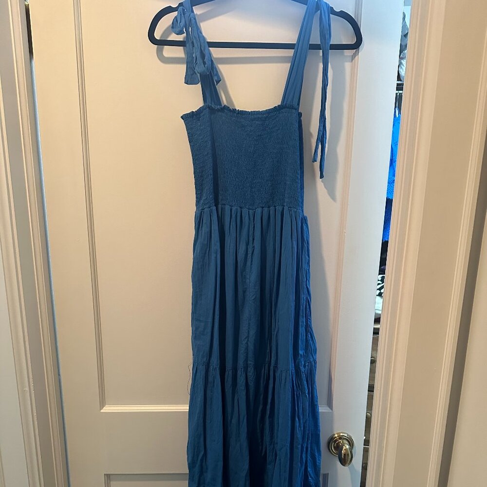 Xirena Blue Smocked Top Maxi Dress Sz. Medium